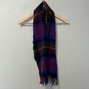 Louisa Perini 100% cashmere Plaid Scarf with Fringe